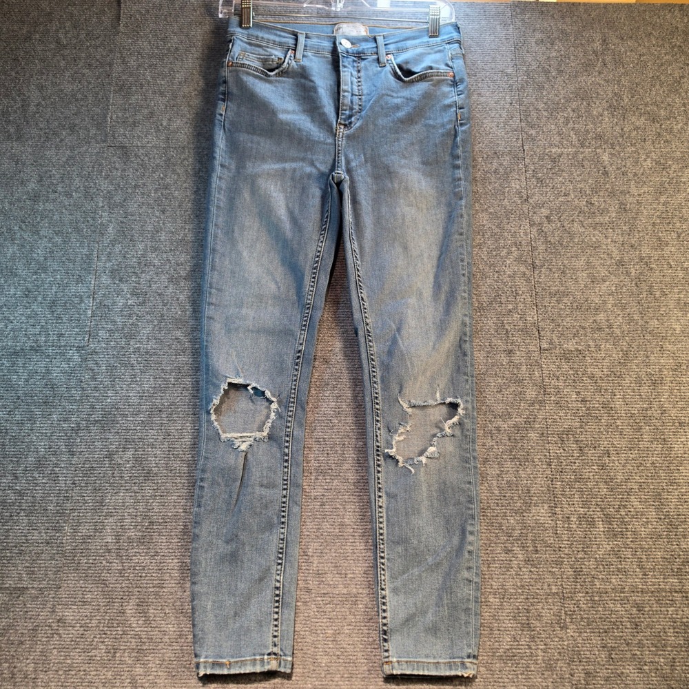 Free People Skinny Jeans Womens 28 Blue Good Distressed High Rise Knee Holes